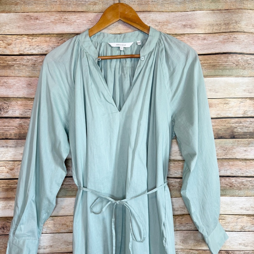 Rebecca Taylor Mint Green 100% Cotton Belted Shift Dress Size Small - Picture 3 of 8